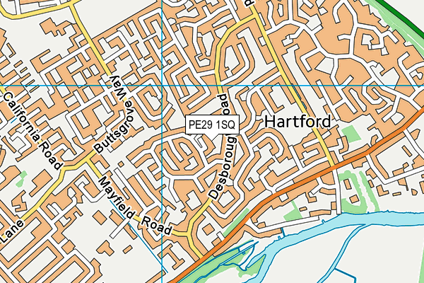 PE29 1SQ map - OS VectorMap District (Ordnance Survey)