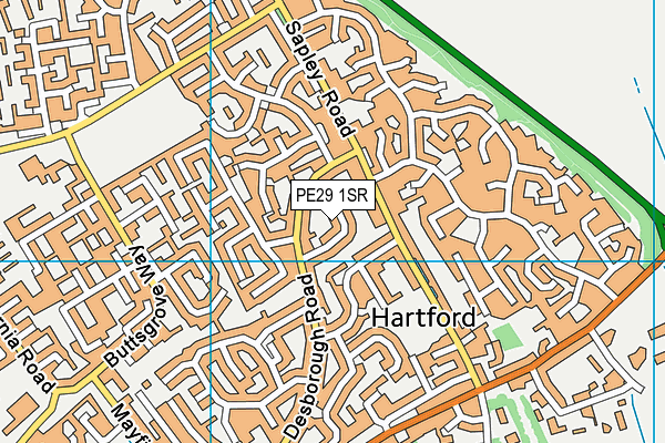 PE29 1SR map - OS VectorMap District (Ordnance Survey)