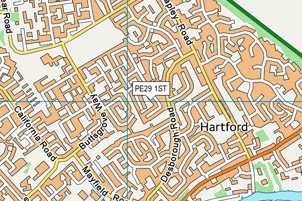 PE29 1ST map - OS VectorMap District (Ordnance Survey)