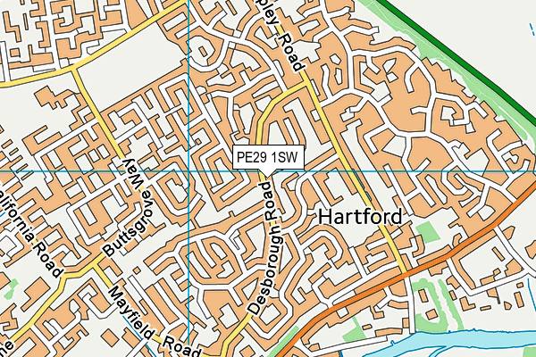 PE29 1SW map - OS VectorMap District (Ordnance Survey)