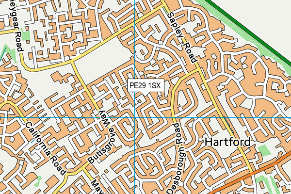 PE29 1SX map - OS VectorMap District (Ordnance Survey)