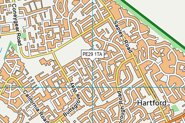 PE29 1TA map - OS VectorMap District (Ordnance Survey)