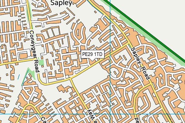 PE29 1TD map - OS VectorMap District (Ordnance Survey)