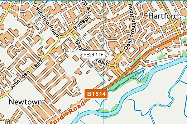 PE29 1TF map - OS VectorMap District (Ordnance Survey)
