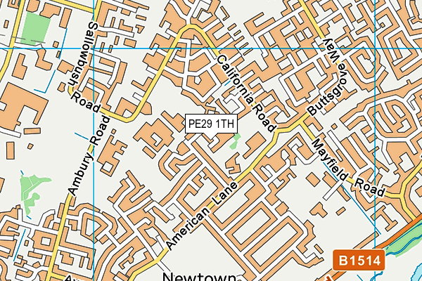 PE29 1TH map - OS VectorMap District (Ordnance Survey)