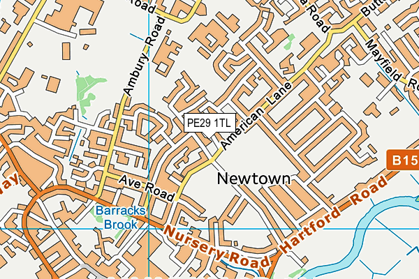 PE29 1TL map - OS VectorMap District (Ordnance Survey)