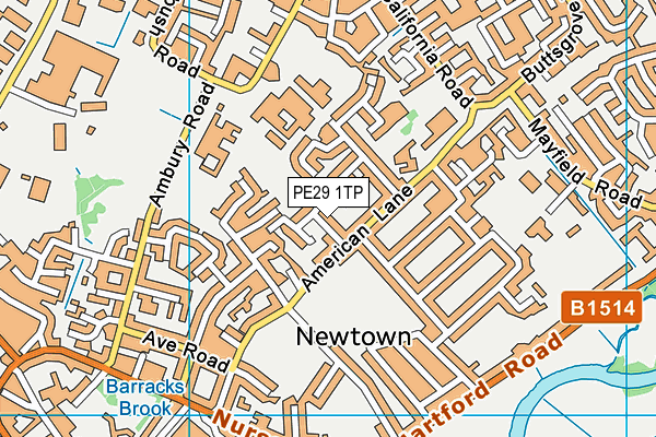 PE29 1TP map - OS VectorMap District (Ordnance Survey)