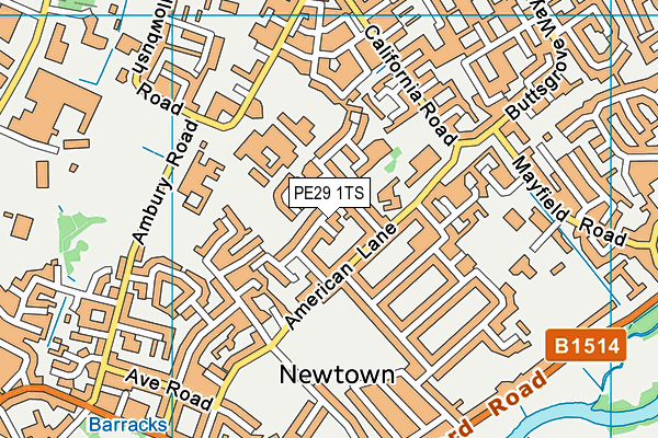 PE29 1TS map - OS VectorMap District (Ordnance Survey)