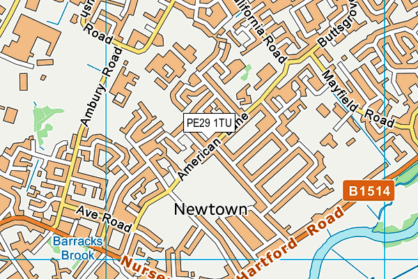 PE29 1TU map - OS VectorMap District (Ordnance Survey)