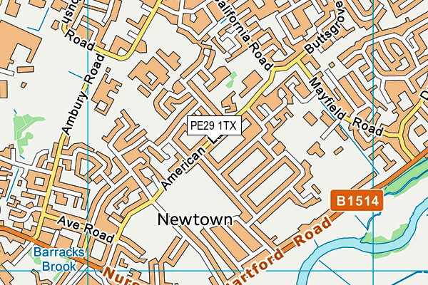 PE29 1TX map - OS VectorMap District (Ordnance Survey)