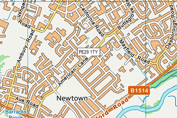 PE29 1TY map - OS VectorMap District (Ordnance Survey)