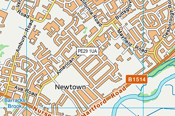 PE29 1UA map - OS VectorMap District (Ordnance Survey)