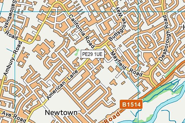 PE29 1UE map - OS VectorMap District (Ordnance Survey)