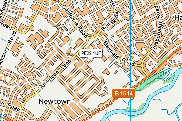 PE29 1UF map - OS VectorMap District (Ordnance Survey)