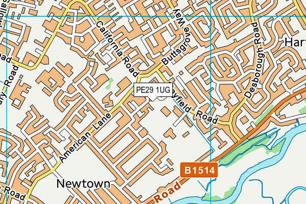 PE29 1UG map - OS VectorMap District (Ordnance Survey)