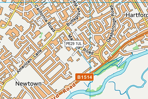 PE29 1UL map - OS VectorMap District (Ordnance Survey)
