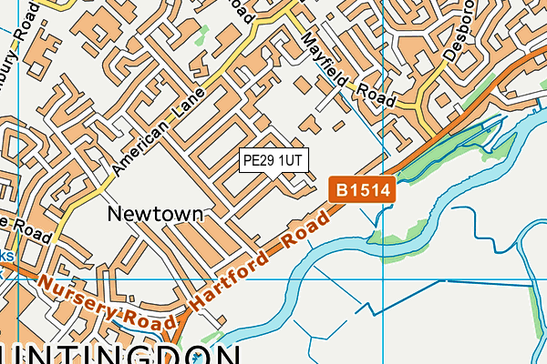 PE29 1UT map - OS VectorMap District (Ordnance Survey)