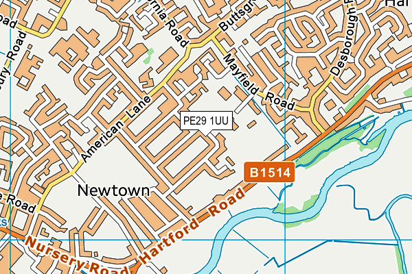 PE29 1UU map - OS VectorMap District (Ordnance Survey)
