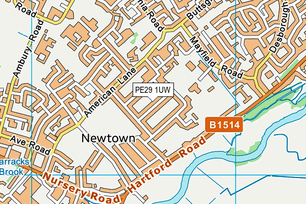 PE29 1UW map - OS VectorMap District (Ordnance Survey)