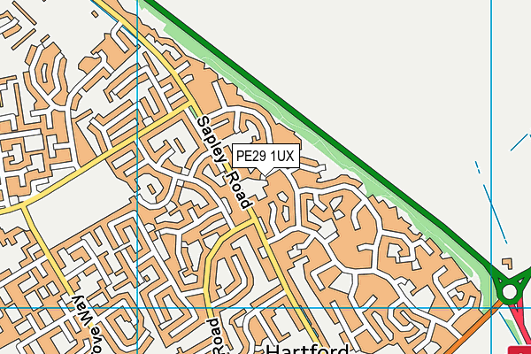 PE29 1UX map - OS VectorMap District (Ordnance Survey)