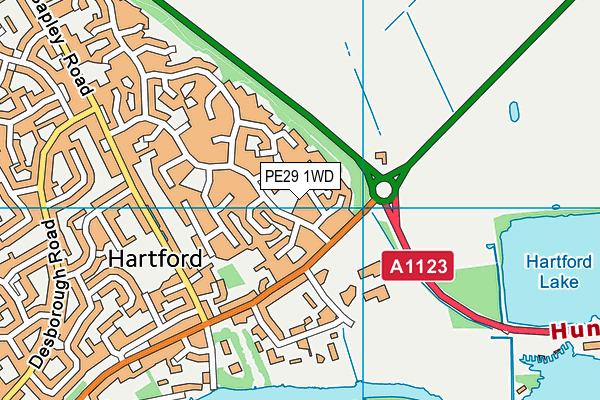 PE29 1WD map - OS VectorMap District (Ordnance Survey)