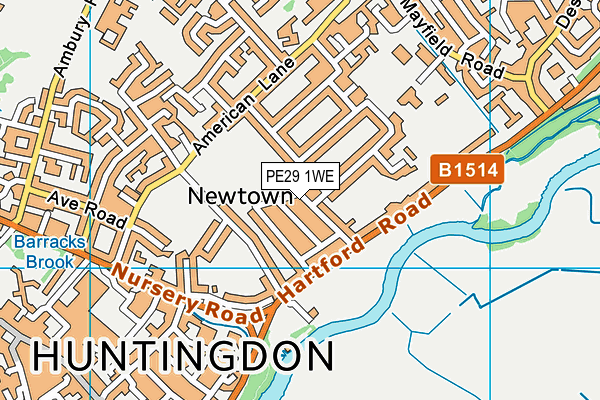 PE29 1WE map - OS VectorMap District (Ordnance Survey)