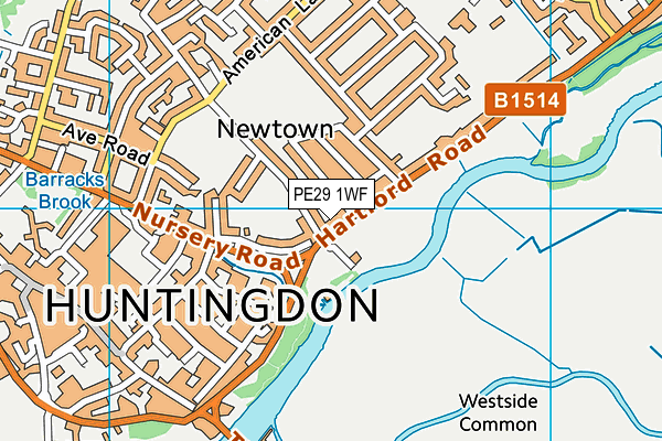 PE29 1WF map - OS VectorMap District (Ordnance Survey)