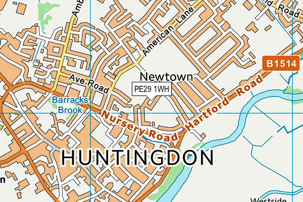 PE29 1WH map - OS VectorMap District (Ordnance Survey)