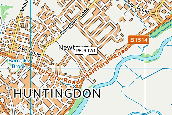 PE29 1WT map - OS VectorMap District (Ordnance Survey)