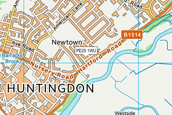 PE29 1WU map - OS VectorMap District (Ordnance Survey)