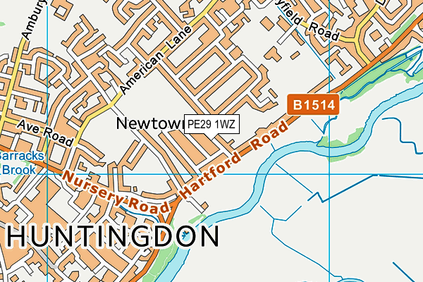 PE29 1WZ map - OS VectorMap District (Ordnance Survey)