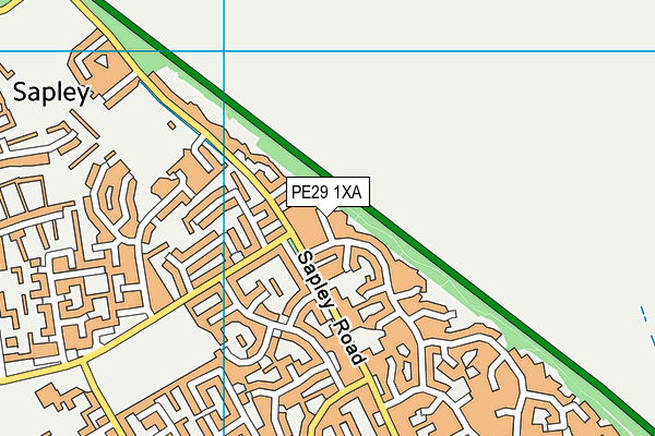 PE29 1XA map - OS VectorMap District (Ordnance Survey)