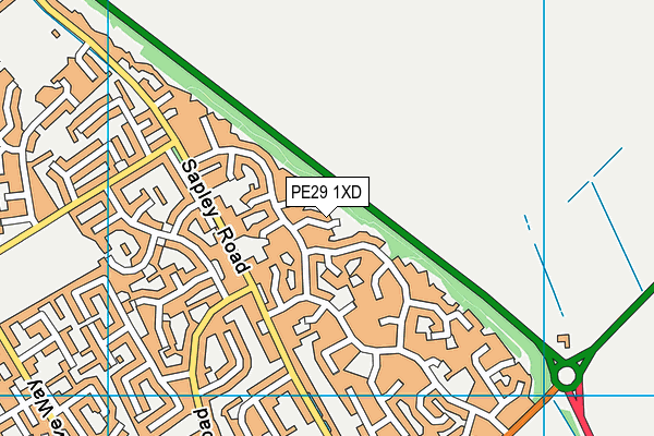 PE29 1XD map - OS VectorMap District (Ordnance Survey)