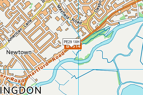 PE29 1XH map - OS VectorMap District (Ordnance Survey)