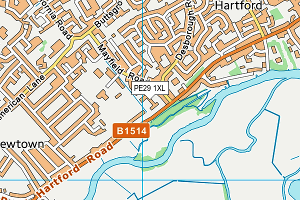 PE29 1XL map - OS VectorMap District (Ordnance Survey)