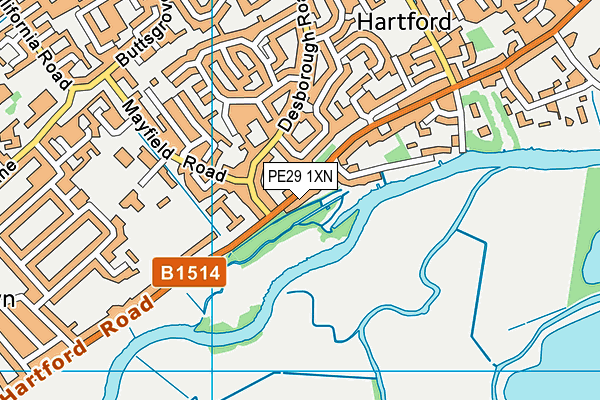 PE29 1XN map - OS VectorMap District (Ordnance Survey)