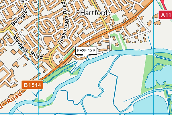 PE29 1XP map - OS VectorMap District (Ordnance Survey)