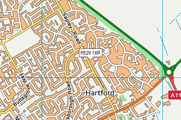 PE29 1XR map - OS VectorMap District (Ordnance Survey)