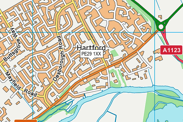 PE29 1XX map - OS VectorMap District (Ordnance Survey)