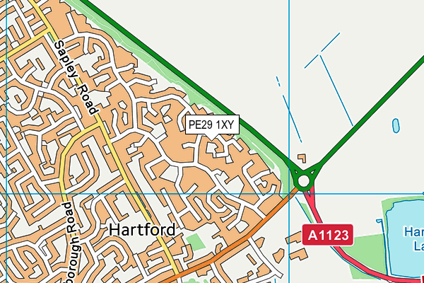 PE29 1XY map - OS VectorMap District (Ordnance Survey)