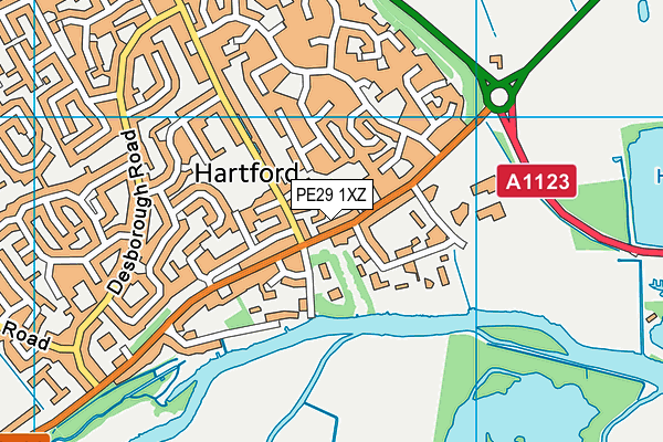 PE29 1XZ map - OS VectorMap District (Ordnance Survey)