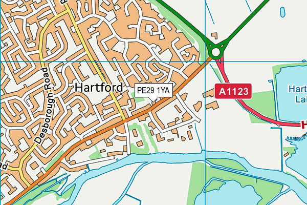 PE29 1YA map - OS VectorMap District (Ordnance Survey)