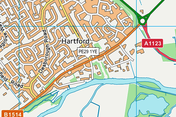 PE29 1YE map - OS VectorMap District (Ordnance Survey)