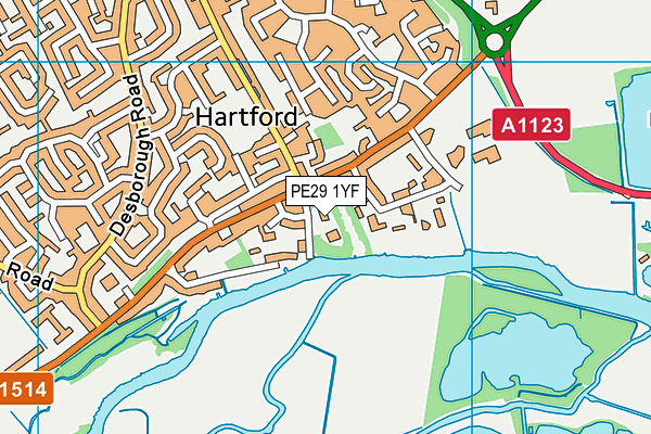 PE29 1YF map - OS VectorMap District (Ordnance Survey)