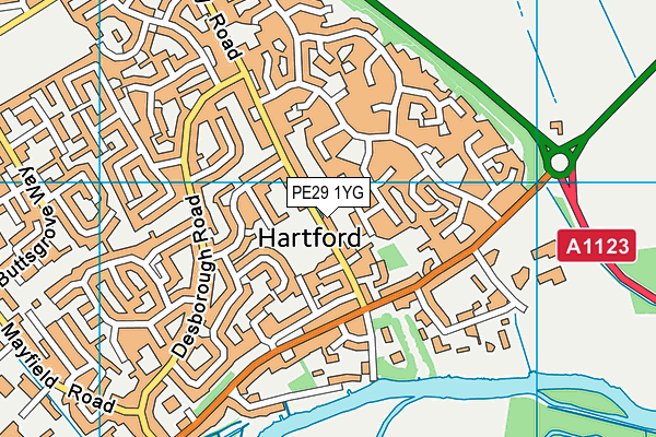 King George V Playing Field (Hartford) map (PE29 1YG) - OS VectorMap District (Ordnance Survey)