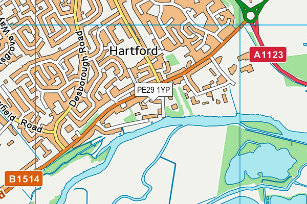 PE29 1YP map - OS VectorMap District (Ordnance Survey)