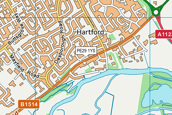 PE29 1YS map - OS VectorMap District (Ordnance Survey)