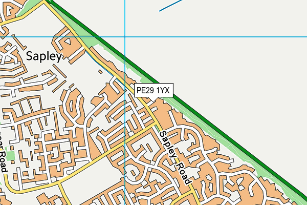 PE29 1YX map - OS VectorMap District (Ordnance Survey)