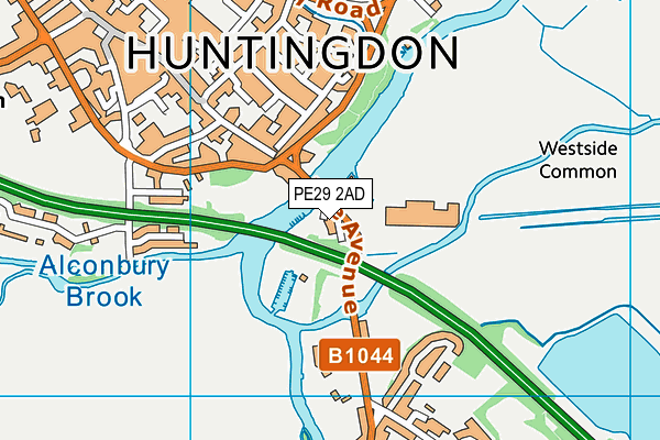 PE29 2AD map - OS VectorMap District (Ordnance Survey)