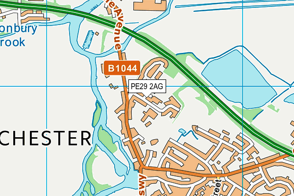 PE29 2AG map - OS VectorMap District (Ordnance Survey)